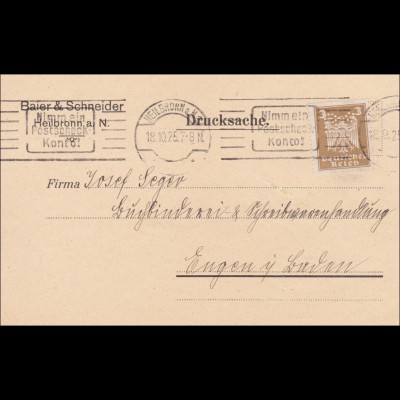 Perfin: Brief aus Heilbronn, 1925, Werbestempel Konto, Baier&Schneider, BS