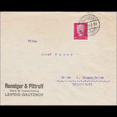 Perfin: Brief aus Leipzig, Ronniger&Pittroff, 1929, RP