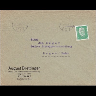 Perfin: Brief aus Stuttgart, August Brettinger, 1929, K.N.O.
