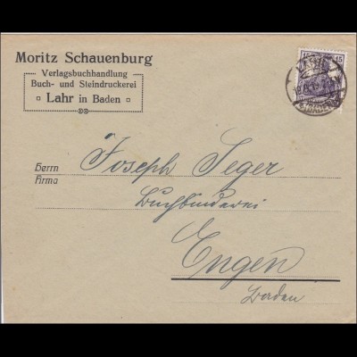 Perfin: Brief aus Lahr/Baden, 1919, Moritz Schauenburg, MS