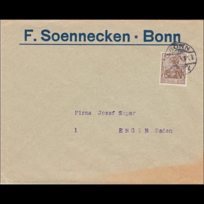 Perfin: Brief aus Bonn, F.Soennecken, 1914, F.S.