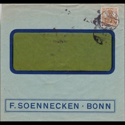 Perfin: Brief aus Bonn, F. Soennecken, 1916, FS
