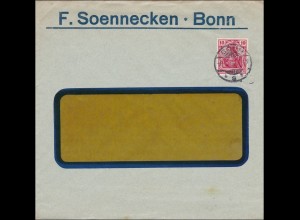 Perfin: Brief aus Bonn, F. Soennecken, 1914, FS