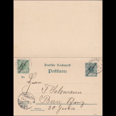 DSWA: Ganzsache mit Antwort von Swakopmund nach Bern 1901