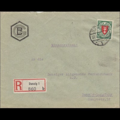 Danzig: Brief - Einschreiben Gewerbebank 1929