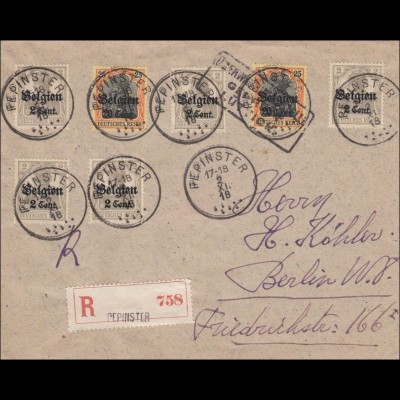 Belgien: Brief aus Pepinster nach Berlin 1918 als Einschreiben