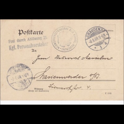 Neumessungspersonal der königl. Regierung von Graudenz 1908 nach Harinswerder
