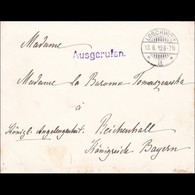 Oberhofmeisterin am königlichen Hofe von Loschwitz 1912 nach Reichenhall, 