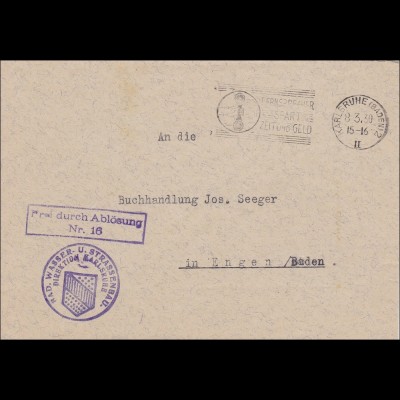 Badische Wasser- und Strassenbau Direktion Karlsruhe 1930 nach Engen