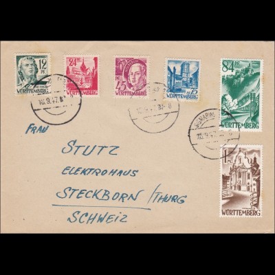 Französische Zone: Brief aus Sigmaringen nach Steckborn - Schweiz 1947