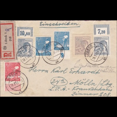 Einschreiben Lübeck 1948 nach Mölln