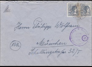 Brief aus Moosburg nach München 1947