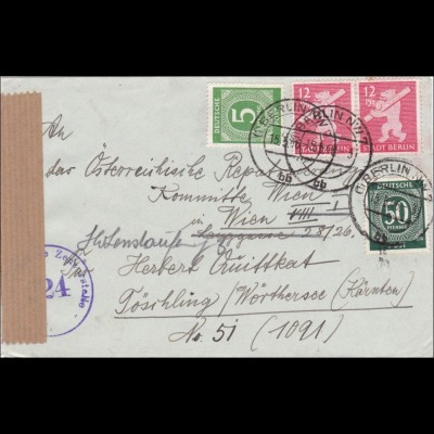 SBZ: Brief aus Berlin nach Töschling/Wörthersee - Zensur 1946