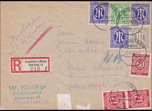 BiZone: Einschreiben von Frankfurt/Main Nordost nach Berlin 1949, 3x MiNr. 9