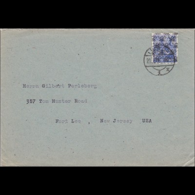 BiZone: Brief aus Lübeck nach USA 1948, MiNr. 48II