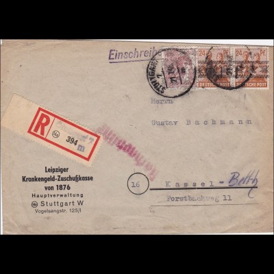 BiZone: Einschreiben von Stuttgart nach Kassel 1948