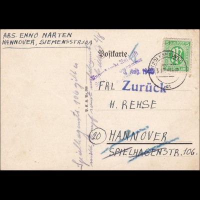 BiZone: Postkarte Hannover 1945 - Zurück