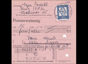 Postanweisung Köln 1961