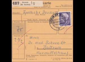 Paketkarte von Dornum nach Baltrum 1961