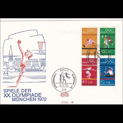 Olympiade München 1972, Erstausgabe Kiel FDC