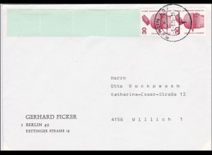 Brief 1979 nach Willich mit Rollenendstreifen