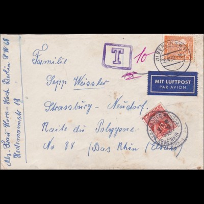 Luftpostbrief von Berlin nach Frankreich 1952