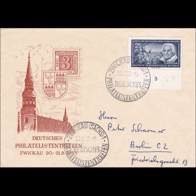 DDR: Brief aus Zwickau Philatelistentreffen 1955