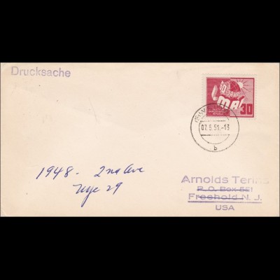 DDR: 1951: Drucksache Brief nach USA